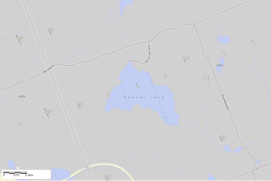 Crown Land Map of Penuel Lake in Municipality of Perry and the District of Parry Sound